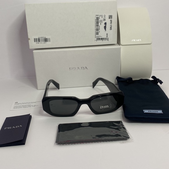 Authentic- New- PRADA Sunglasses SPR 17W Black - Picture 3 of 15